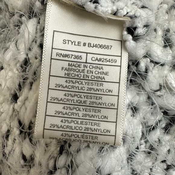 BB Dakota Eyelash Open Cardigan Ivory White Black Patterned Small Soft Cozy - Picture 8 of 9